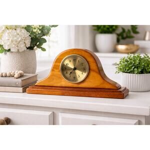 Working Vintage Wooden Mantel Clock Quartz Desk Shelf Clock Home Decor